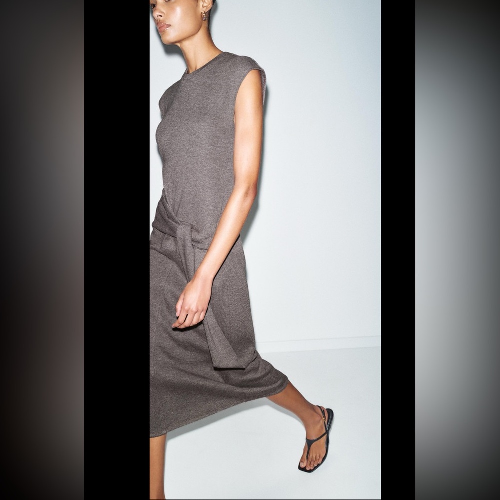 NWT Zara Soft Knotted Dress - Picture 2 of 13